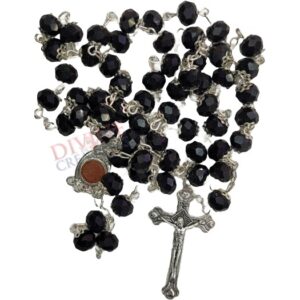 Black Crystal Jerusalem Rosary with Holy Soil Medal