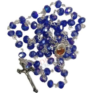 Blue Crystal Jerusalem Rosary with Holy Soil Medal
