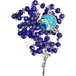 Dark Blue Crystal Rosary with Medal
